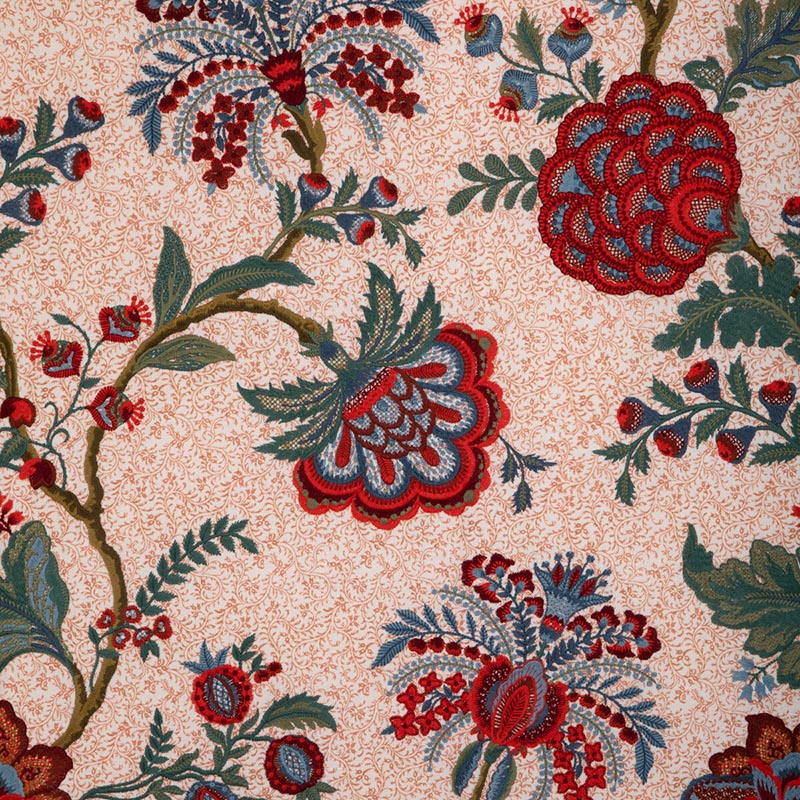Brunschwig & Fils Anduze Emb Red/Blue Fabric Sample 8023118.195.0