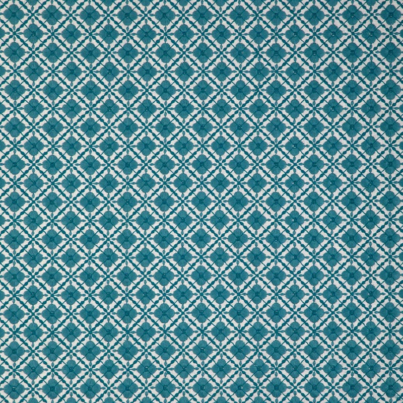 Brunschwig & Fils Ines Emb Aqua Fabric Sample 8023119.1313.0
