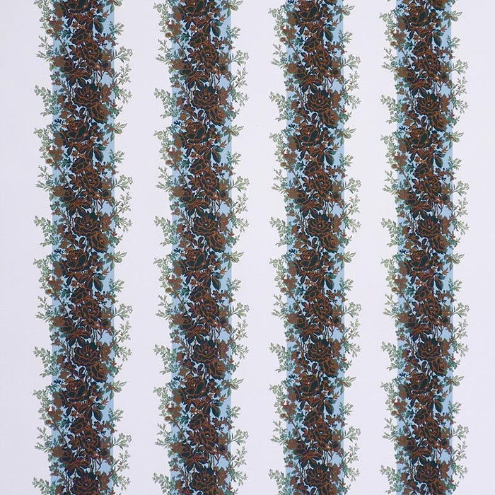 Brunschwig & Fils Rayure Fleurie Ii Lake Fabric Sample 8023123.315.0