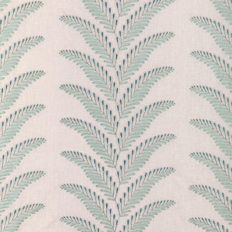 Brunschwig & Fils Fougere Emb Aqua Fabric Sample 8024109.13.0