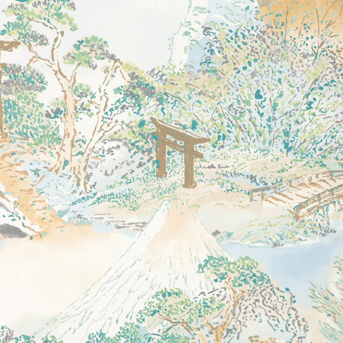 Brunschwig & Fils Meiji Print Aqua Fabric Sample 8025117.135.0