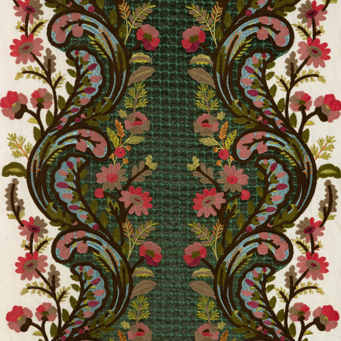 Brunschwig & Fils Victoria Emb Jade/Rose Fabric 8025126.319.0