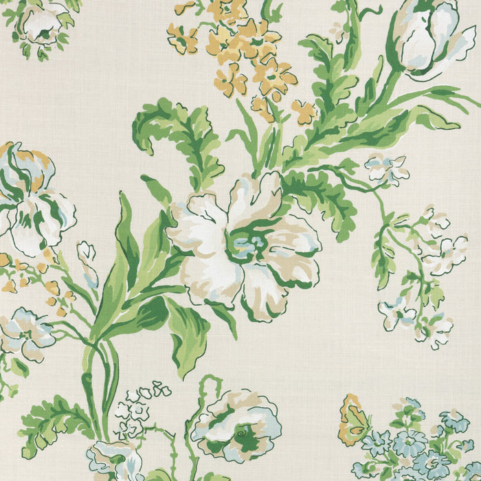 Brunschwig & Fils Maintenon Print Vert/Soleil Fabric Sample 8025127.340.0