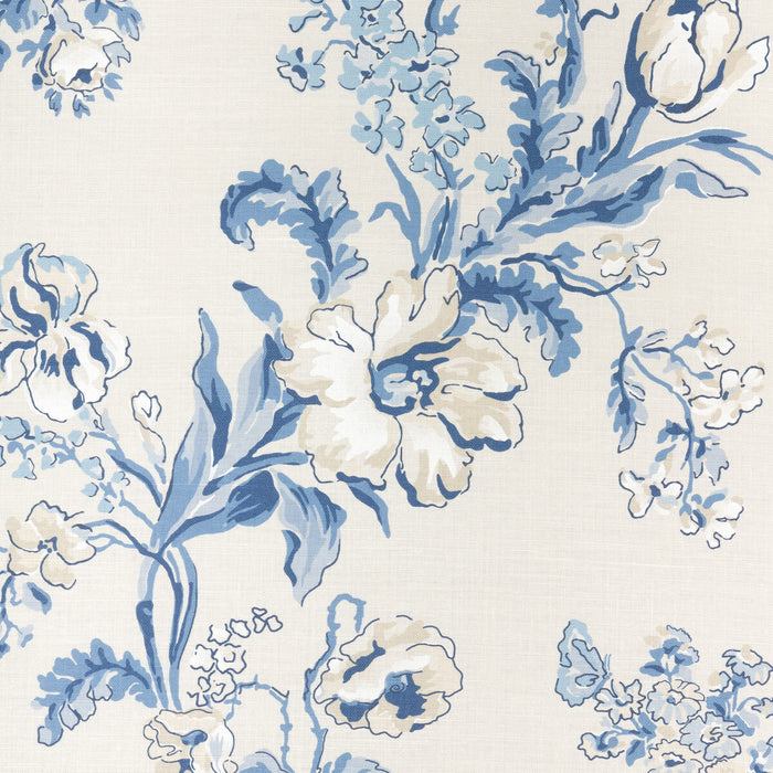 Brunschwig & Fils Maintenon Print Blue Fabric Sample 8025127.55.0