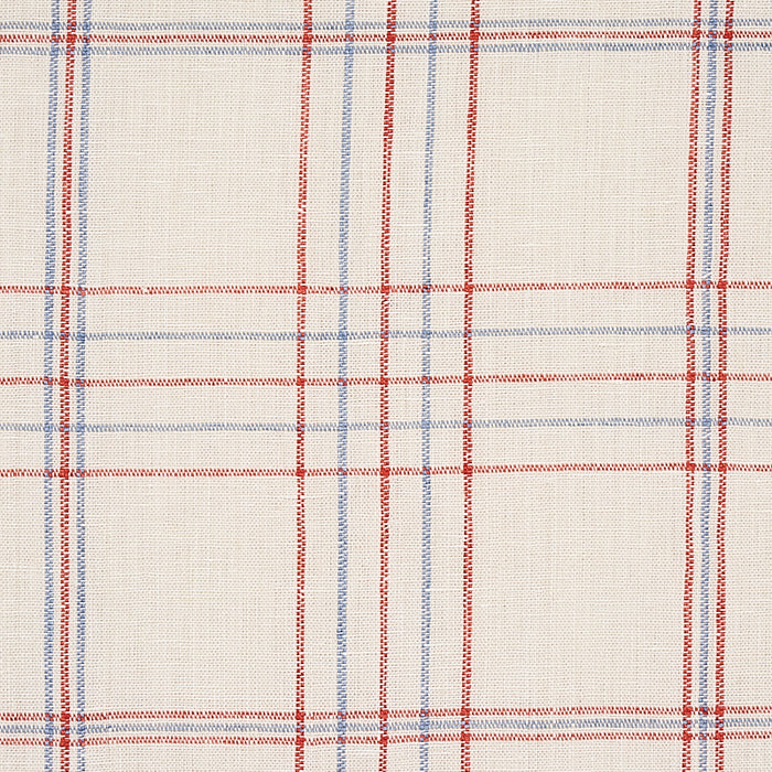 Schumacher Nils Plaid Linen Red Fabric 80300