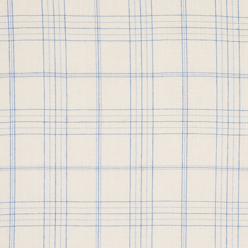 Schumacher Nils Plaid Linen Blue Fabric Sample 80301