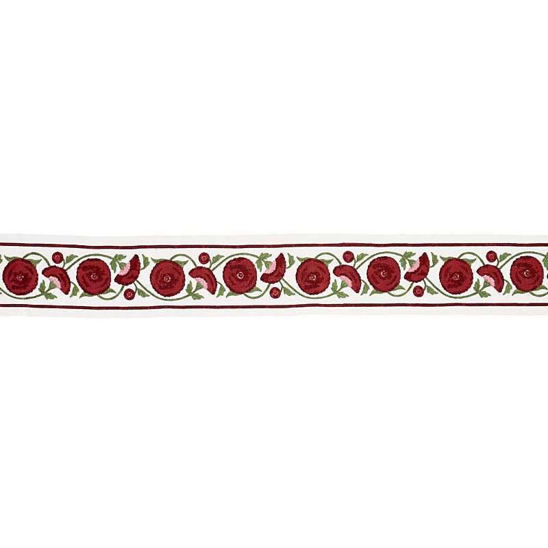 Schumacher Saranda Flower Embroidery Tape Cardinal Trim 80390