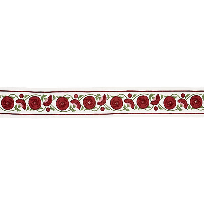 Schumacher Saranda Flower Embroidery Tape Cardinal Trim 80390
