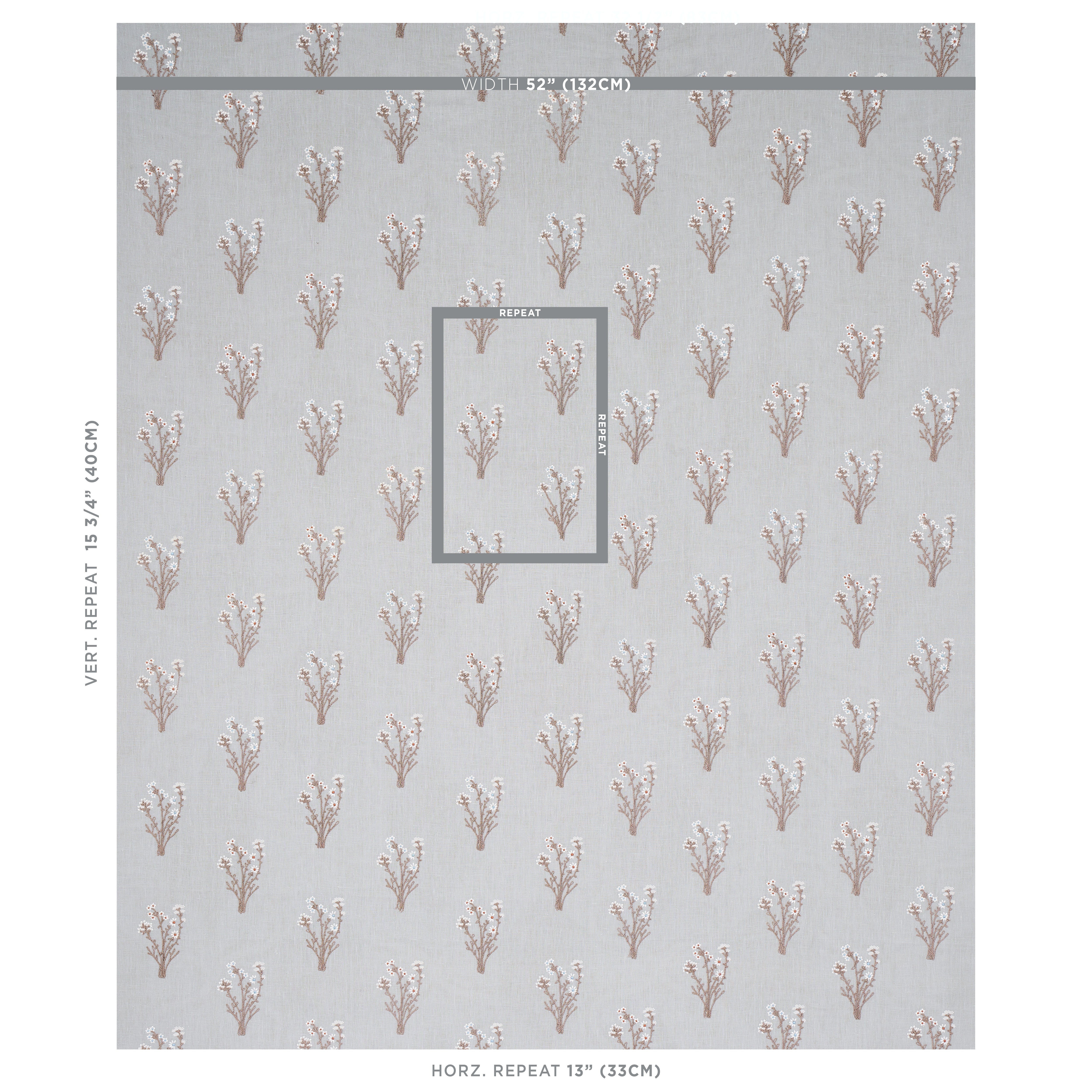 Schumacher Stora Embroidery Mineral Fabric Sample 80400