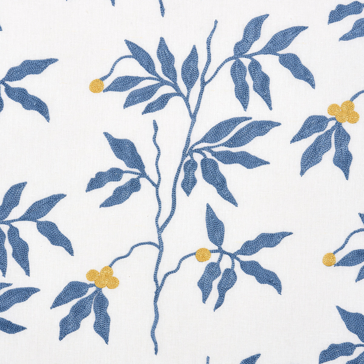 Schumacher Lilla Embroidery Blue Fabric 80432