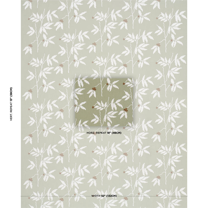 Schumacher Lilla Embroidery Olive Fabric 80433