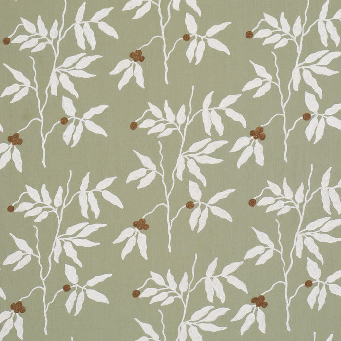 Schumacher Lilla Embroidery Olive Fabric Sample 80433