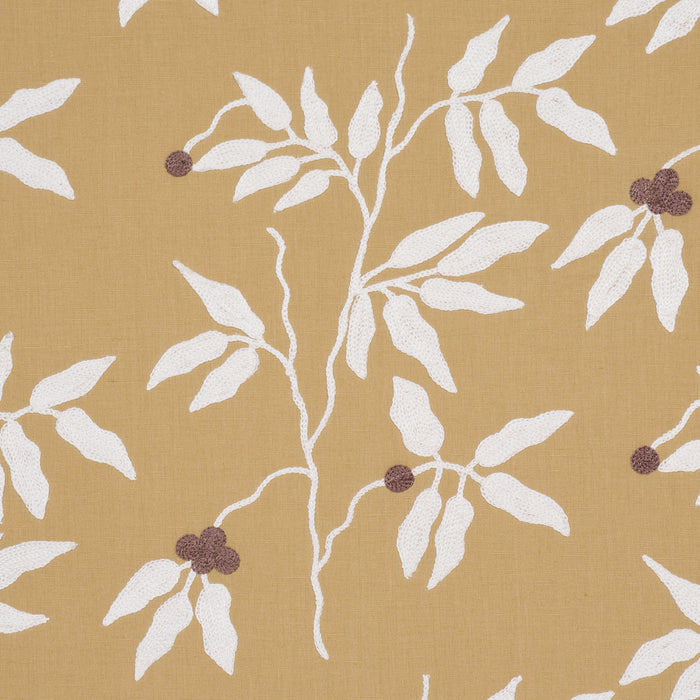 Schumacher Lilla Embroidery Ochre Fabric Sample 80434