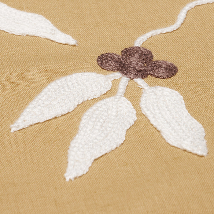 Schumacher Lilla Embroidery Ochre Fabric Sample 80434
