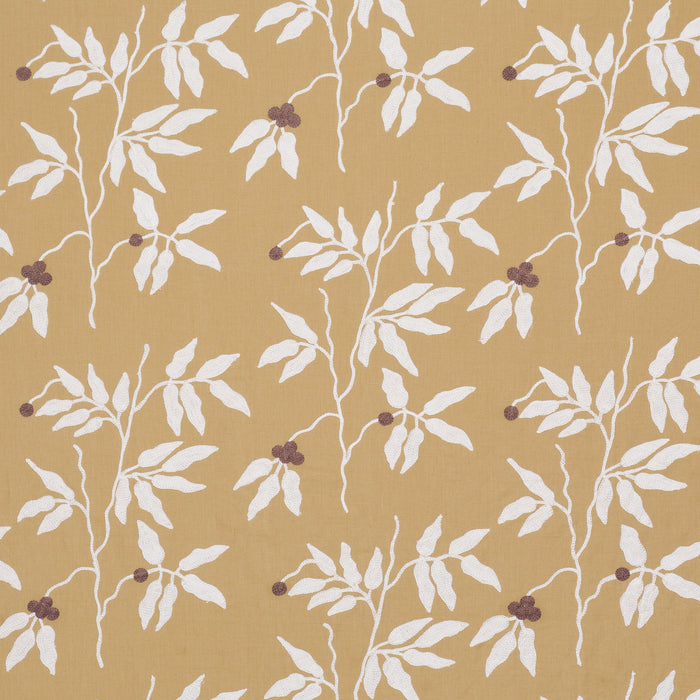 Schumacher Lilla Embroidery Ochre Fabric 80434