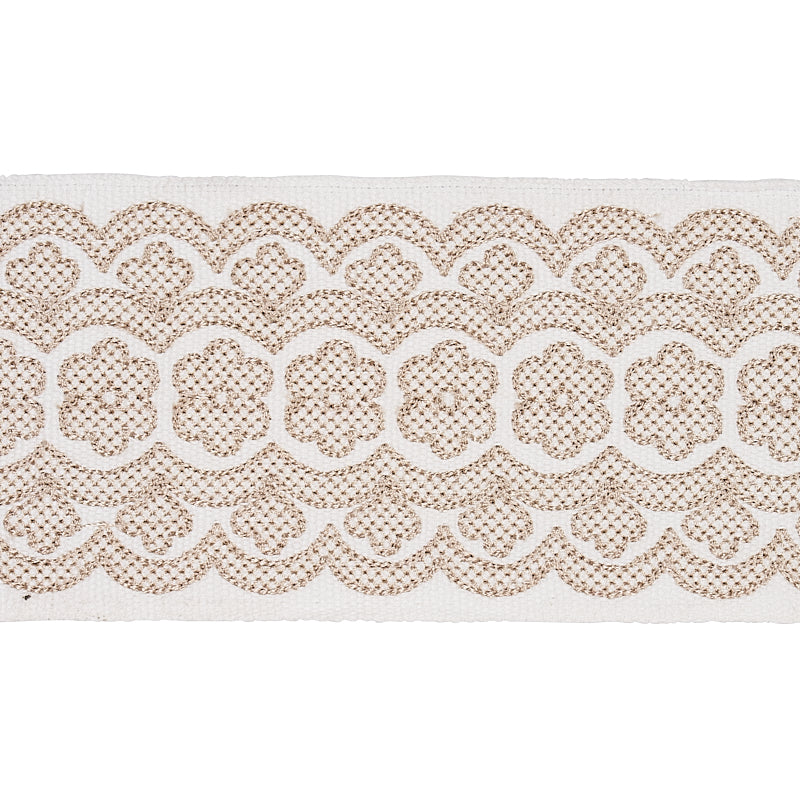 Schumacher Astrid Embroidered Tape Natural Trim Sample 80440