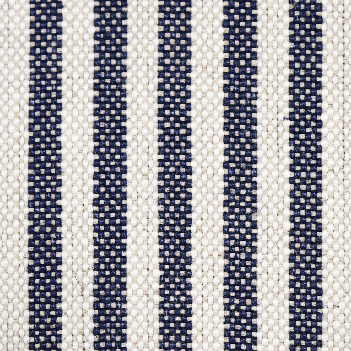 Schumacher Lilly Stripe High Performance Linen Navy & Ivory Fabric Sample 80491