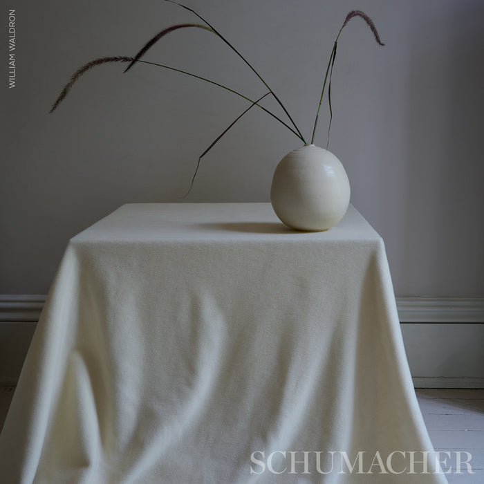 Schumacher Karla Fleeced Wool Ivory Fabric Sample 80514