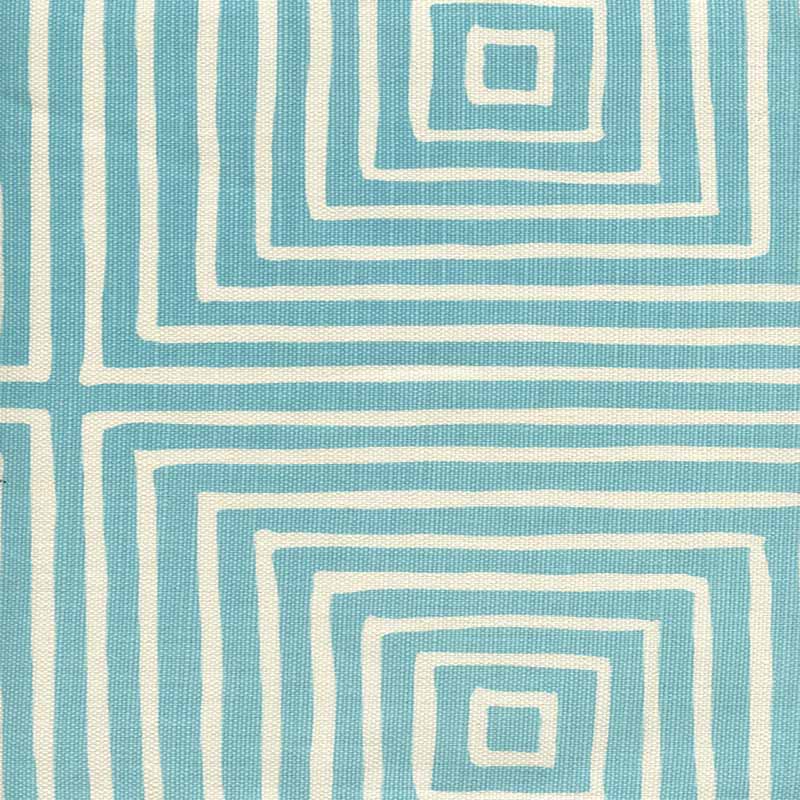 China Seas Ziggurat Reverse Large Scale Turquoise Fabric Sample 8055-01