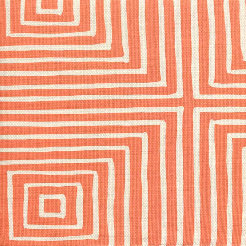 China Seas Ziggurat Reverse Large Scale Orange Fabric Sample 8055-04