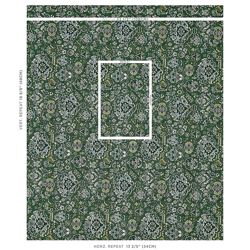 Schumacher Pallay Epingle Emerald Fabric Sample 80620