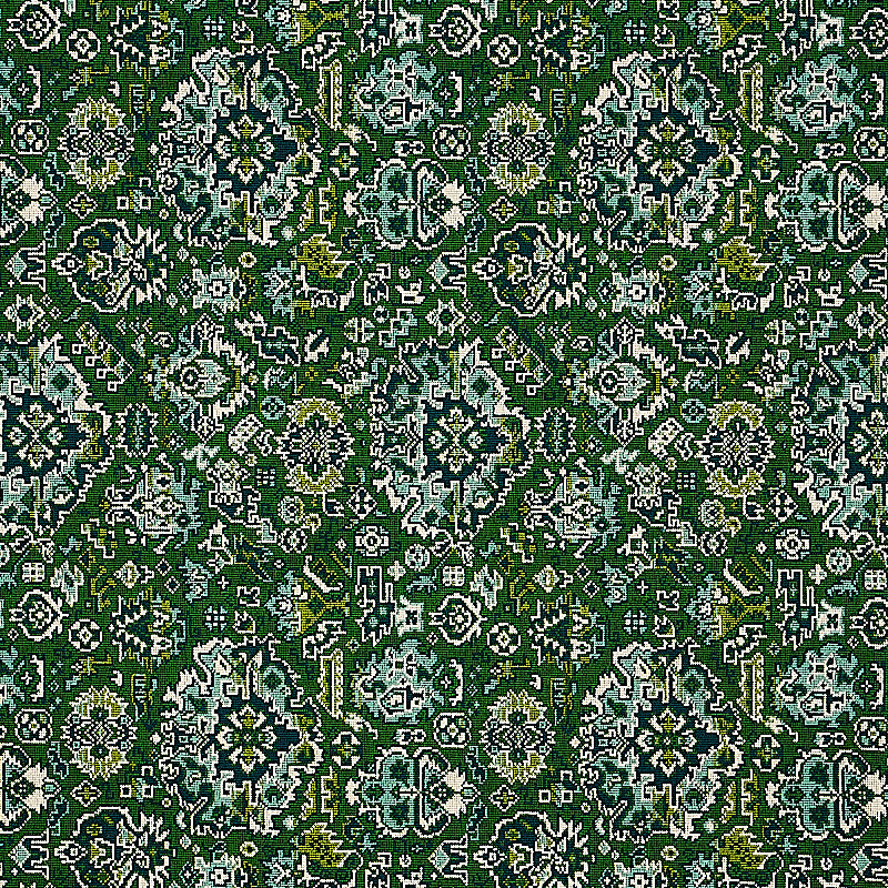Schumacher Pallay Epingle Emerald Fabric Sample 80620