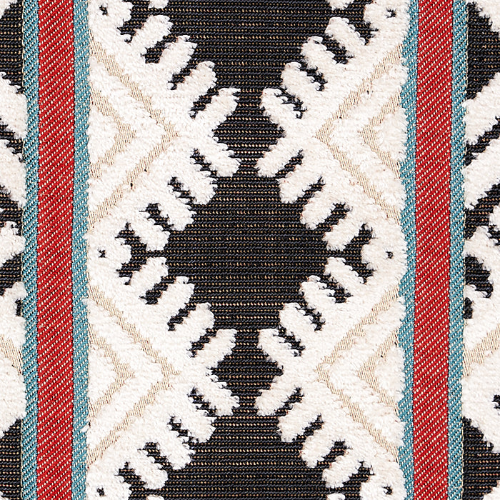 Schumacher Parvin Velvet Black And Ivory Fabric Sample 80650