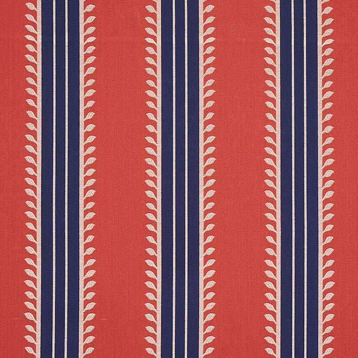 Schumacher Etruscan Stripe Red & Blue Fabric Sample 80721