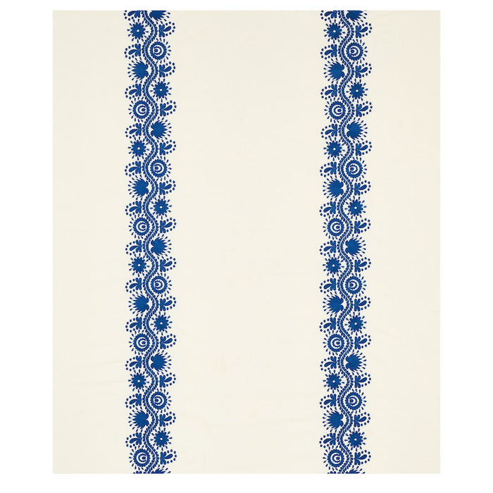 Schumacher Theodora Embroidery Blue Fabric 80741