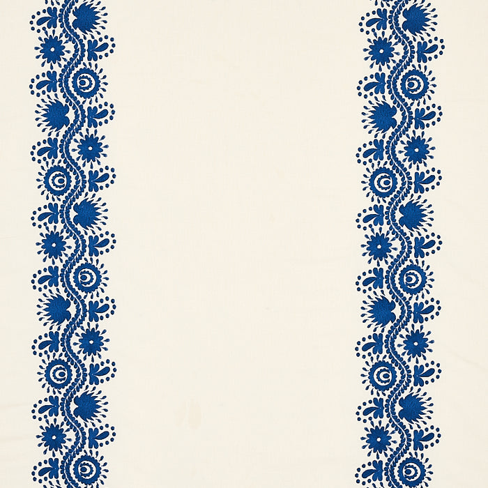 Schumacher Theodora Embroidery Blue Fabric 80741