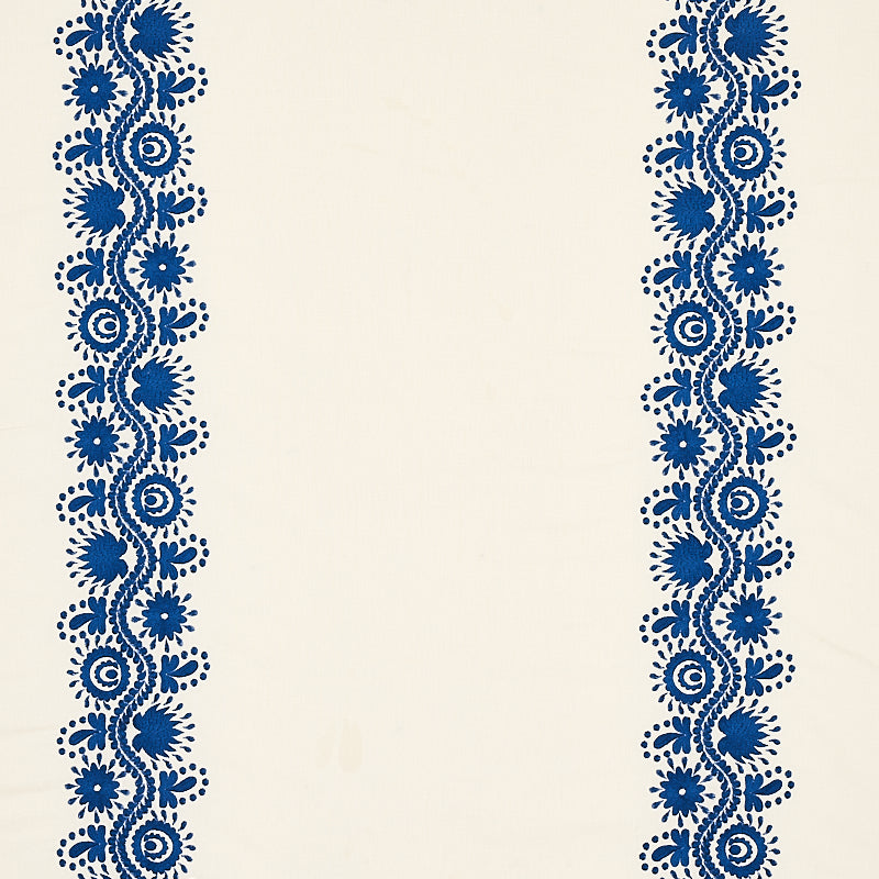 Schumacher Theodora Embroidery Blue Fabric Sample 80741