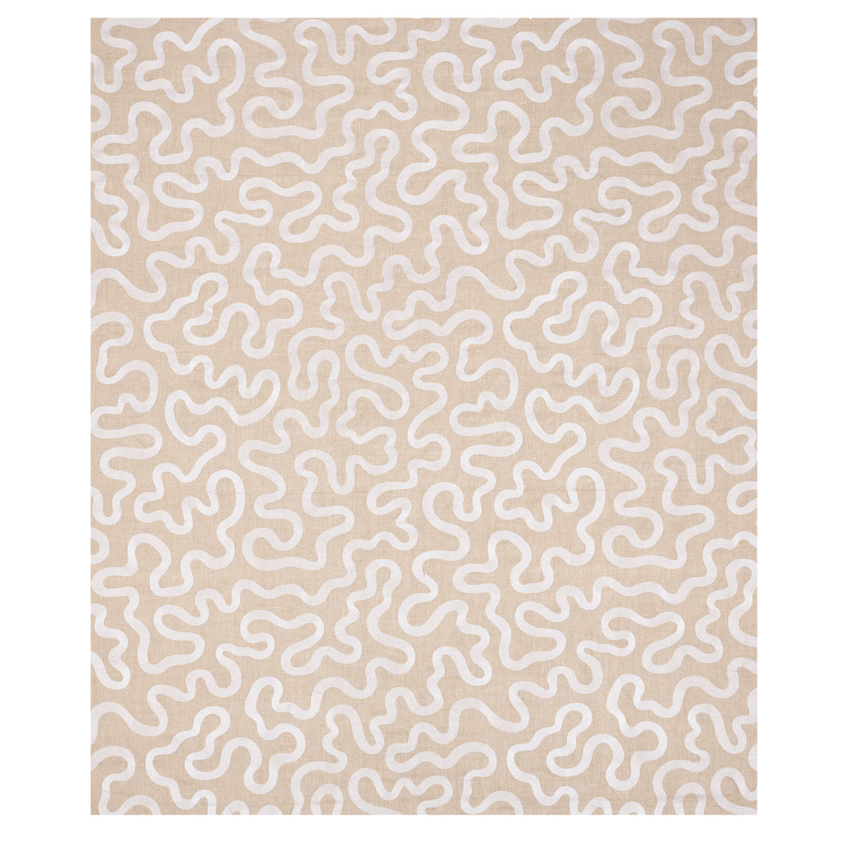 Schumacher Riley Embroidery Ivory On Natural Fabric 80792