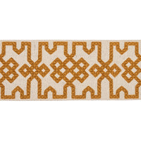 Schumacher Knotted Trellis Tape Ocher On Unbleached Trim 80882