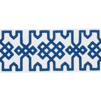 Schumacher Knotted Trellis Tape Blue On White Trim 80883