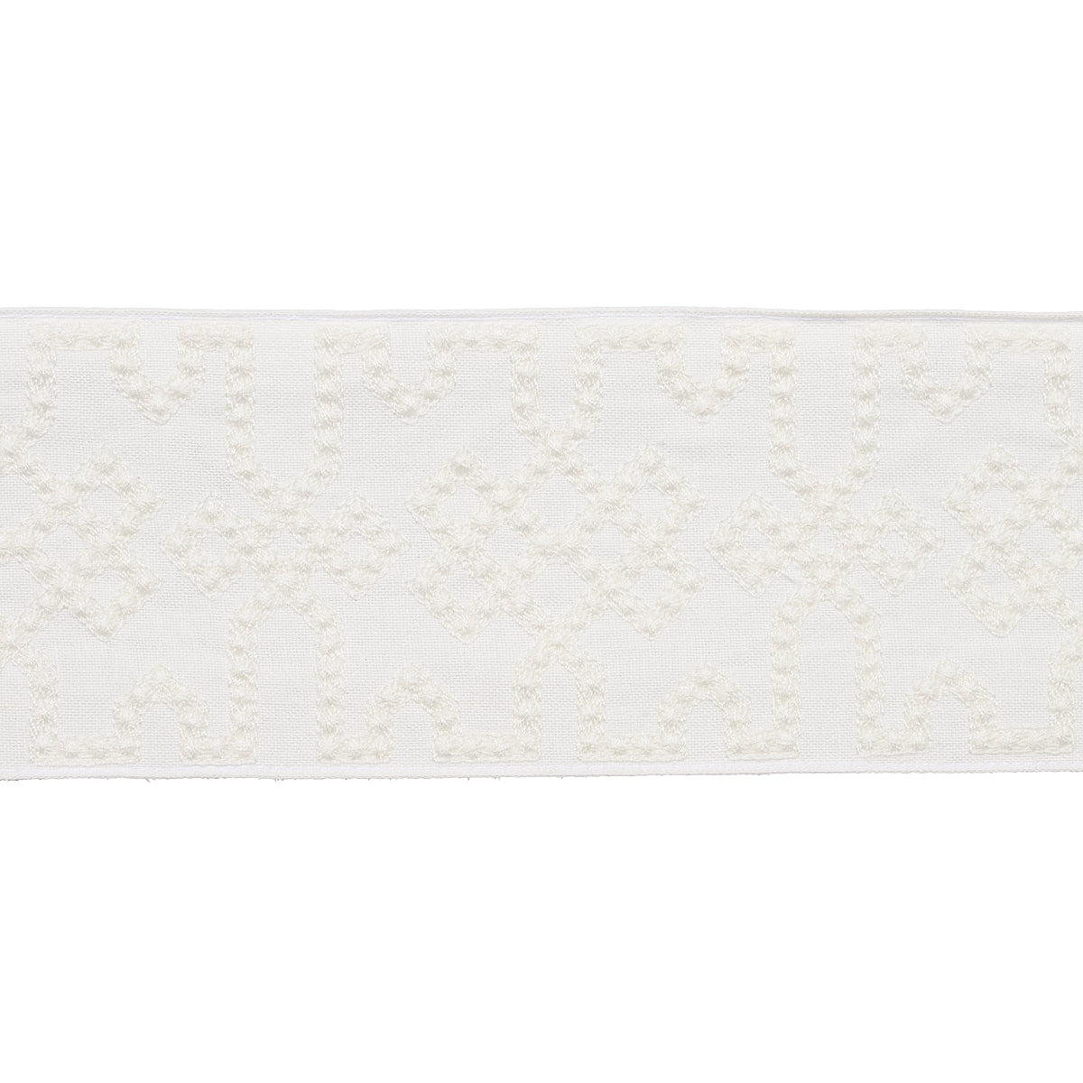 Schumacher Knotted Trellis Tape White On White Trim Sample 80884