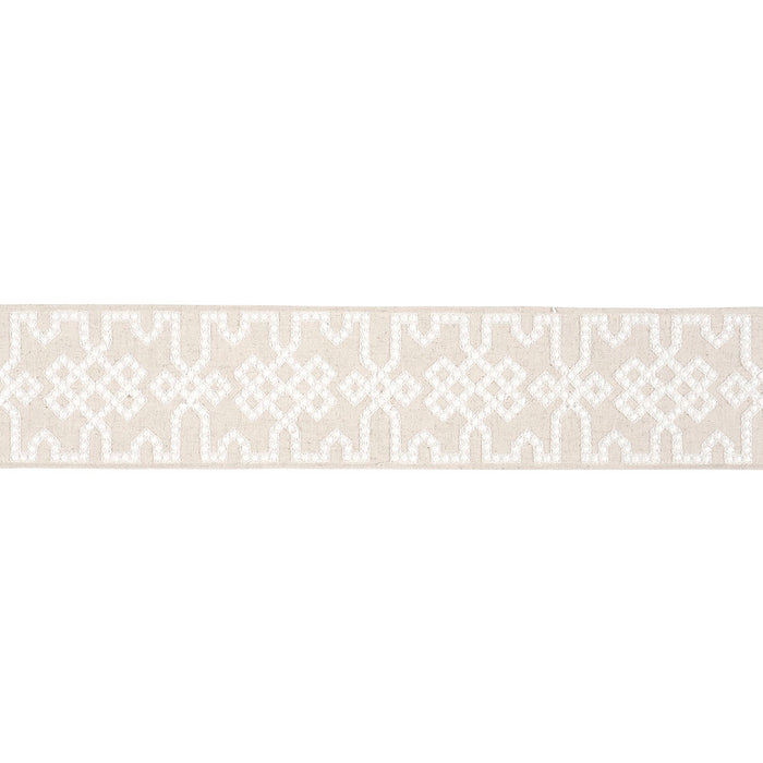 Schumacher Knotted Trellis Tape Grey On Neutral Trim Sample 80885