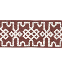 Schumacher Knotted Trellis Tape Grey On Brown Trim 80886