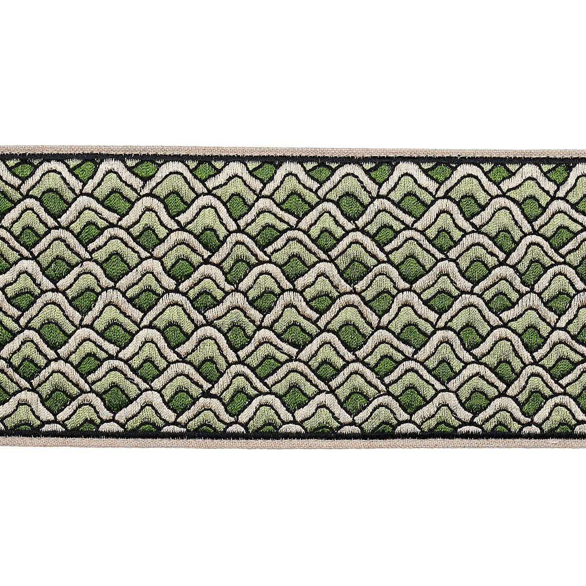 Schumacher Sunrise Embroidery Tape Emerald Trim Sample 80892