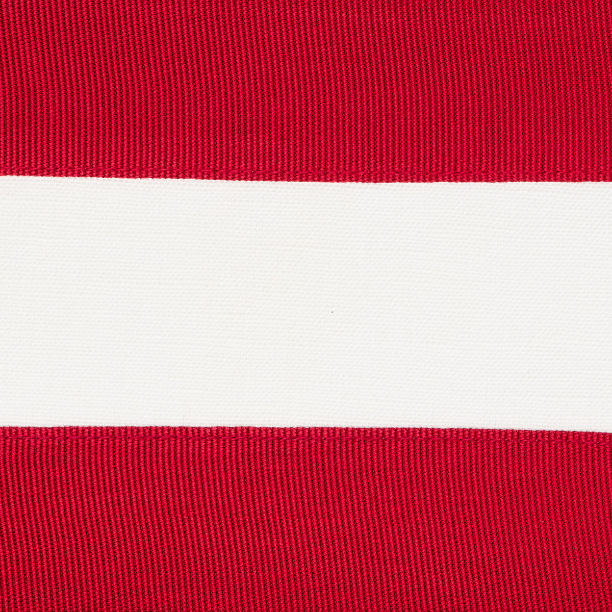 Schumacher Ribbon Applique Panel Red On Ivory Fabric 81143
