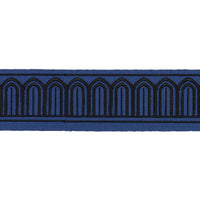 Schumacher Arches Embroidered Tape Medium Black On Navy Trim 81150