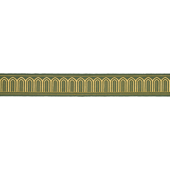 Schumacher Arches Embroidered Tape Medium Olive Trim 81152