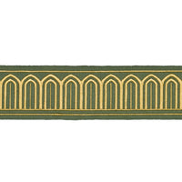 Schumacher Arches Embroidered Tape Medium Olive Trim 81152