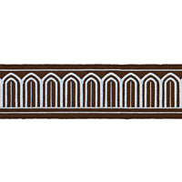 Schumacher Arches Embroidered Tape Medium Sky On Brown Trim 81153
