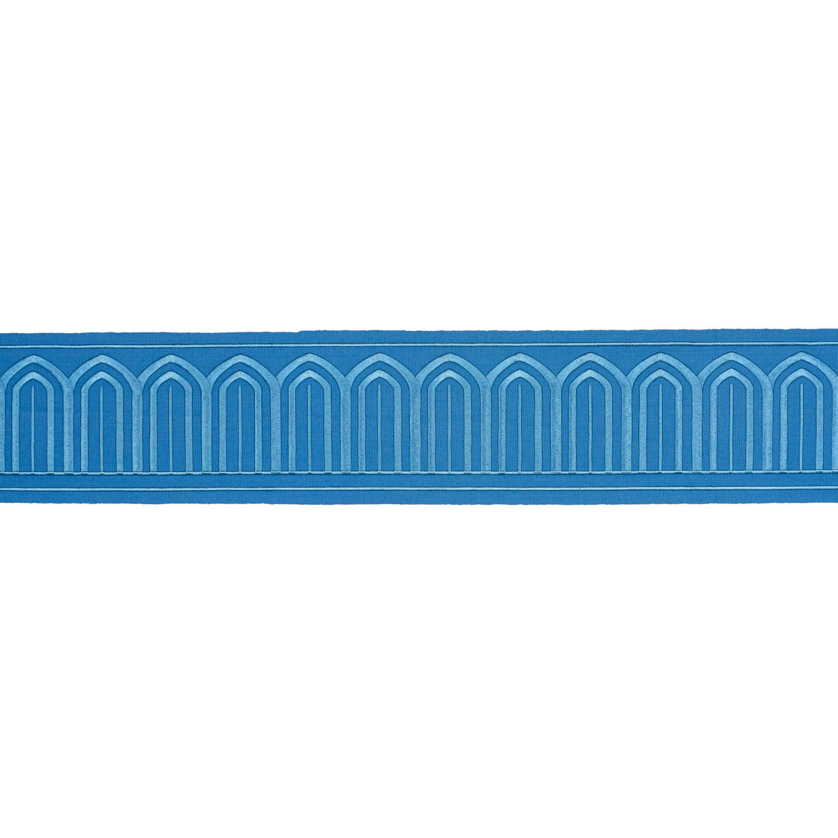 Schumacher Arches Embroidered Tape Wide Teal Trim Sample 81161