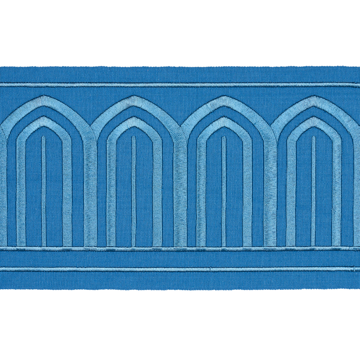 Schumacher Arches Embroidered Tape Wide Teal Trim Sample 81161