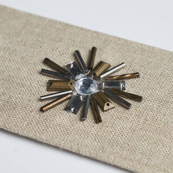 Schumacher Constellation Beaded Tape Linen Trim Sample 81190