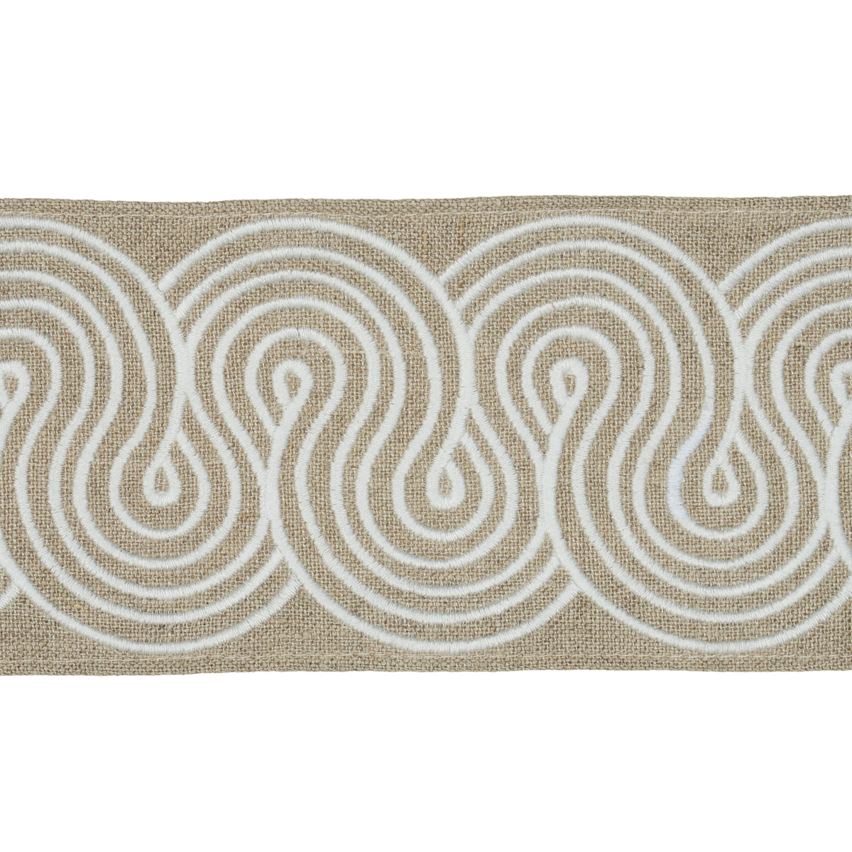 Schumacher Giraldi Embroidered Trim Linen Trim Sample 81251