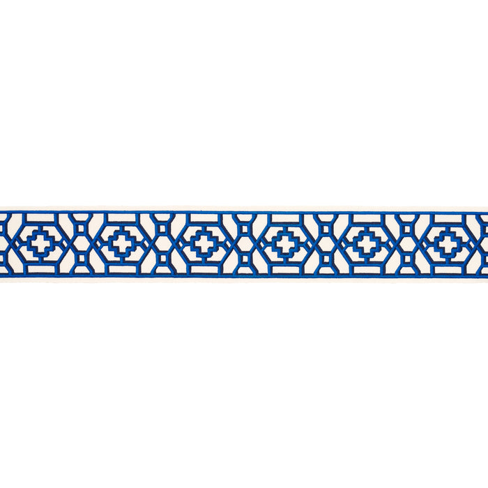 Schumacher Zanzibar Trellis Tape Blue Trim 81280