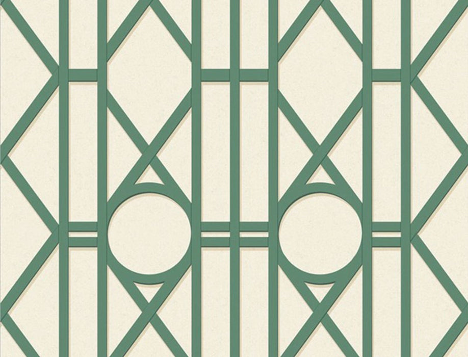 No.9 Thompson Trellis Panel  Green Wallpaper Sample N9021025005