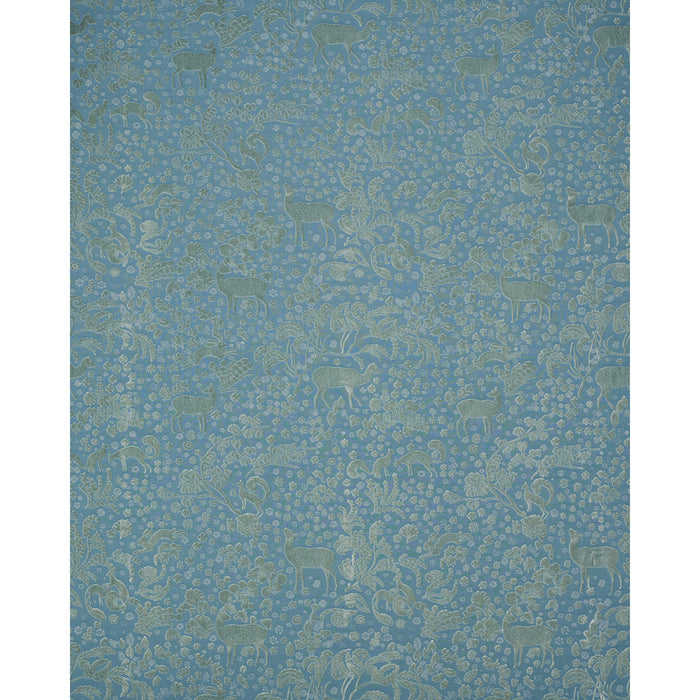 Schumacher Arbor Forest Slate Blue Fabric Sample 81310